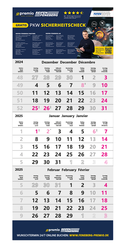 3 Monats Kalender / Wandkalender