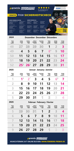 3 Monats Kalender / Wandkalender